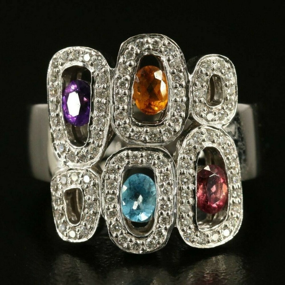 Samuel B. NY Designer Ring / Natural Gemstone & Diamond / 14K